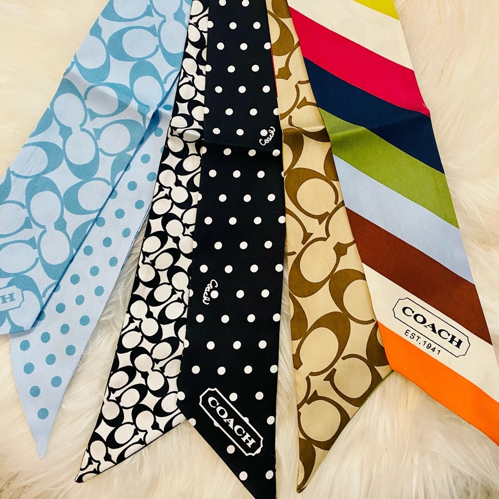 LIKE NEW Coach Silk Skinny Scarves (Set of 3) - Picture 6 of 7